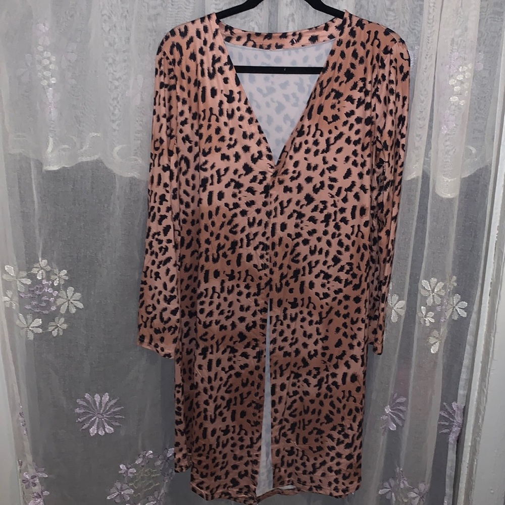 Animal print cardigan duster